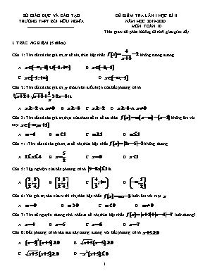 Đề kiểm tra lần I học kỳ I môn Toán Lớp 10 - Năm học 2019-2020 - Trường THPT Bùi Hữu Nghĩa